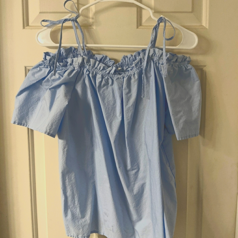 Tie strap with off the shoulder sleeve cute summer top